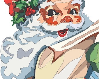 Digital Download Santa Fabric Collage Pattern