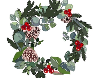 Digital Download Winter Wreath Fabric Collage Pattern