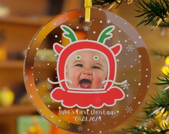 Personalized Year of Dragon Christmas Ornaments, Baby First Christmas Ornament, 2025 Dragon Baby Glass Ornaments,