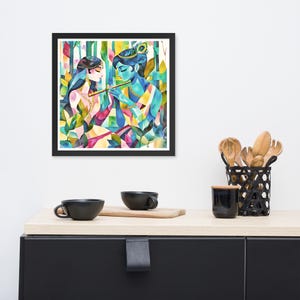 Aquarelle numérique abstraite de Radha Krishna - Décoration murale encadrée