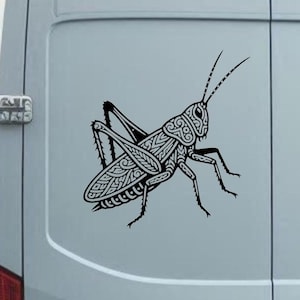 Grasshopper Vinyl Decal – Floral Bug Sticker for Vehicles, Home