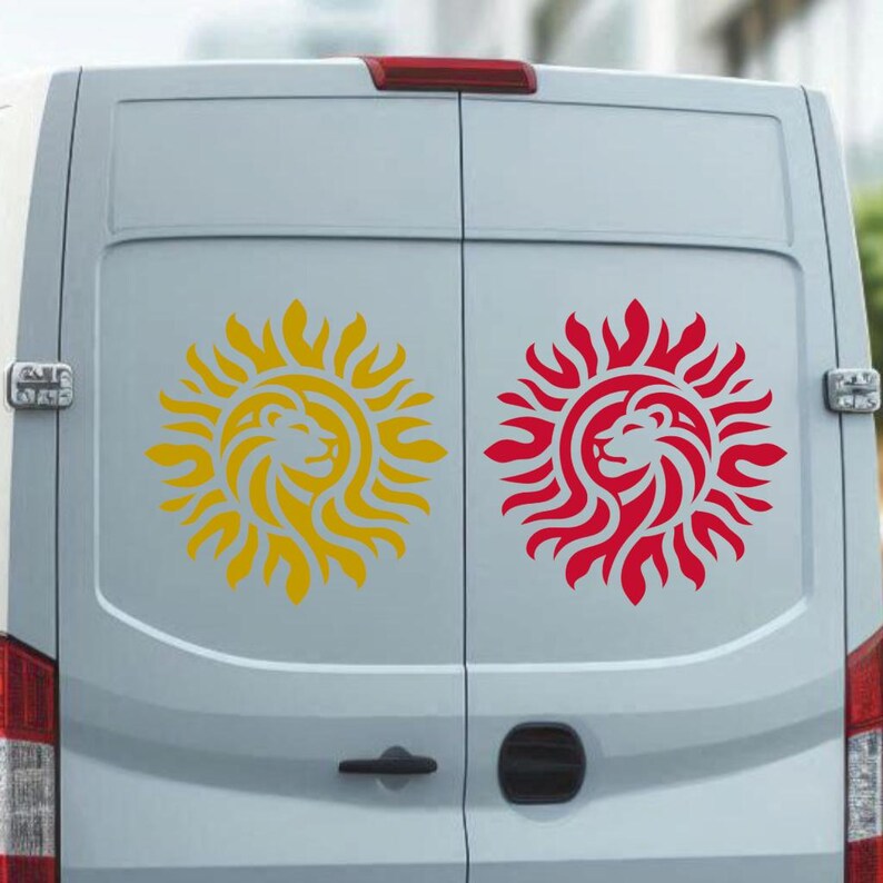Lion Sun GLOSS Vinyl Decal Sticker Window Car Van Wall Floor Door Art ...