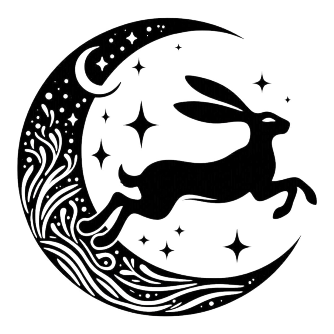 Leaping Hare and the Moon MATT Vinyl Decal Sticker Window Car Van Wall ...