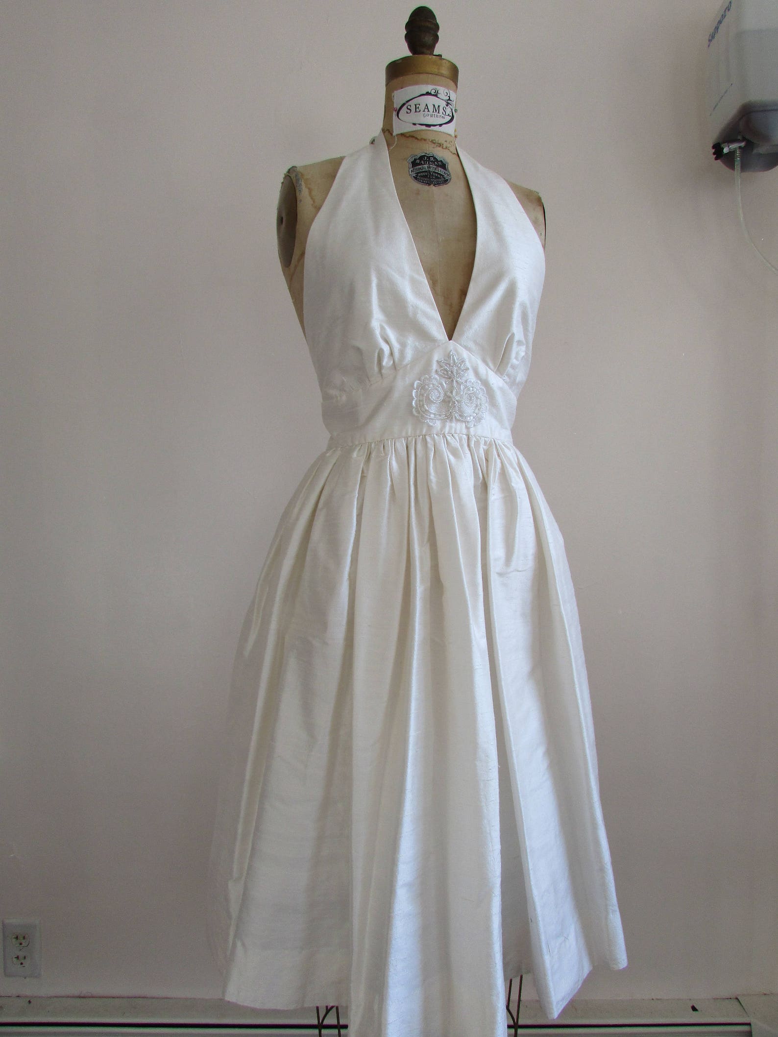 Sample SALE White Silk Halter Dress LWD | Etsy