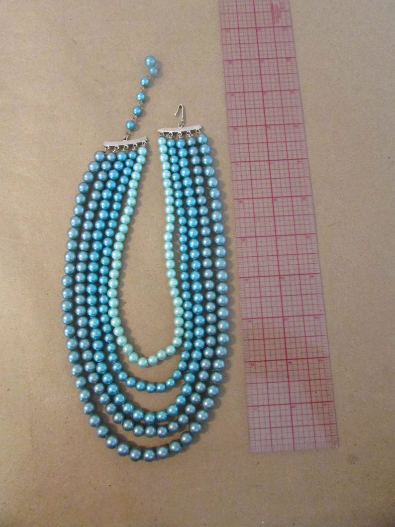 Shades of Blue 5 strand Pearl Necklace