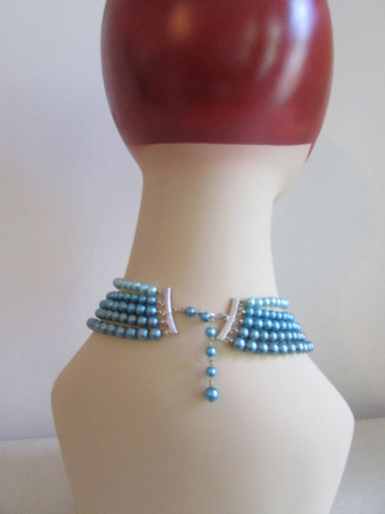 Shades of Blue 5 strand Pearl Necklace