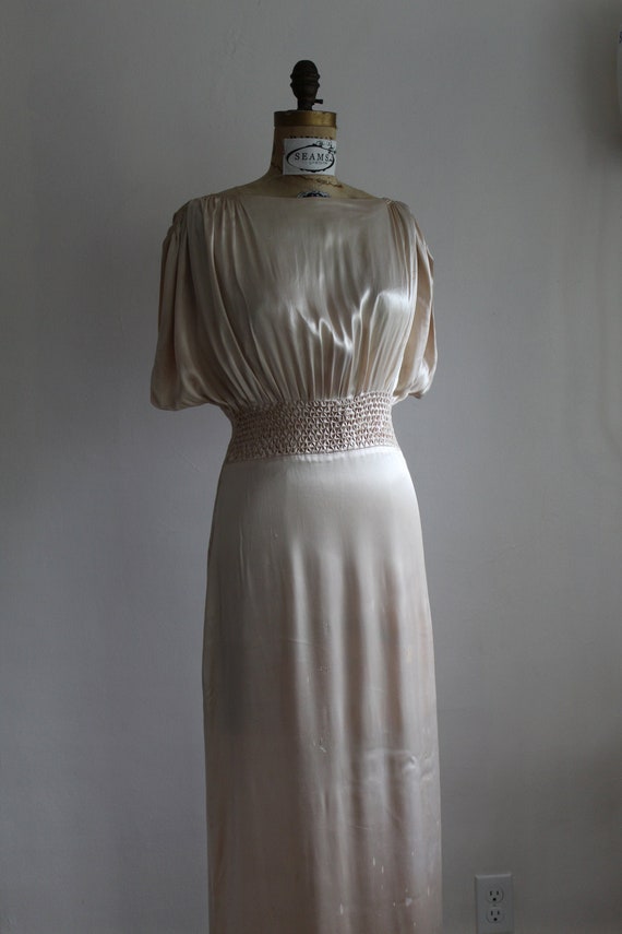 Vintage Blush Pink Satin Wedding Dress 1930s - Fay