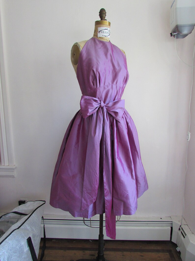 Sample SALE Wrapture Dress Purple Silk Halter Wrap Dress