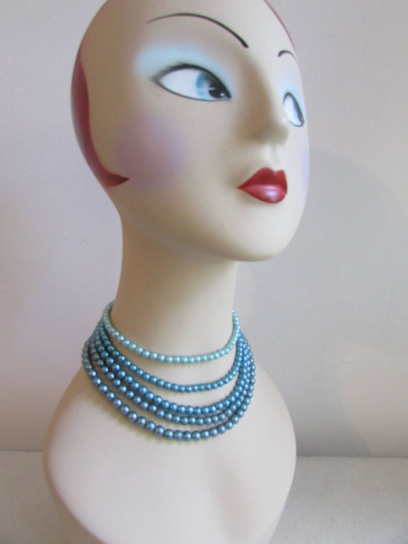 Shades of Blue 5 strand Pearl Necklace