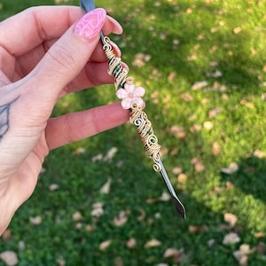 Stainless Steel Wax Clay Carving Tool ~ wire wrapped crystal wand wax tool ~ double sided carving spoon ~ personalized gift ~ gifts for her