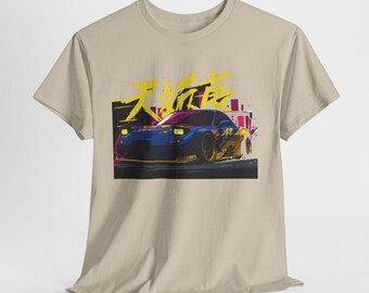 Camiseta con estampado de coche de carreras callejero, camiseta estilo JDM para drift y coches deportivos, camiseta con diseño atrevido de arte automotriz.