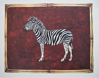 Decorator Wildlife Pair Tiger Zebra set of 2-11x14 Prints beautiful colors Lithographs Diana Martin