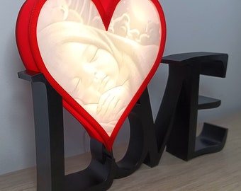 Lithophane lamp of love