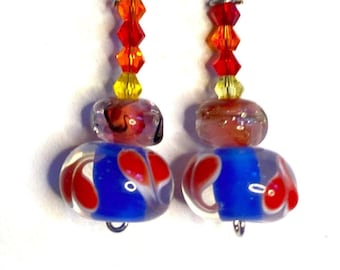 Queen of hearts  lampwork earrings