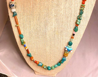 A Cowgirl's Dream  turquoise & lampwork 20 inch necklace