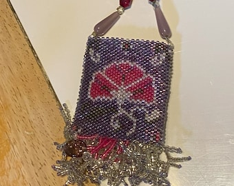 bright and sparkly AMULET BAG NECKLACE - japanese symbols -