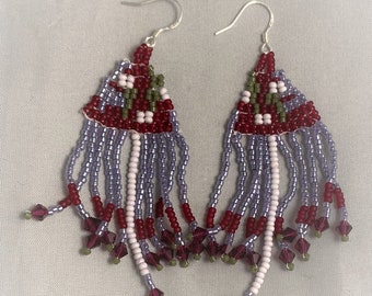 Bead Woven Earrings -  Lilac Garden