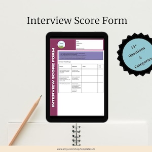 Scoreformulier voor wervingsgesprekken voor effectieve evaluatie van kandidaten | Gestructureerd sollicitatieformulier | Tool voor werknemersselectie | Talent aanwerven