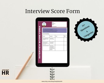 Interview Scoring Form: Bewerbungsbewertung, strukturierte Einstellung (bearbeitbarer digitaler Download)