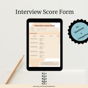 Interview Scoring Form: Candidate Evaluation, Editable Template (Digital Download)