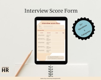 Interview Scoring Form: Candidate Evaluation, Editable Template (Editable Digital Download)