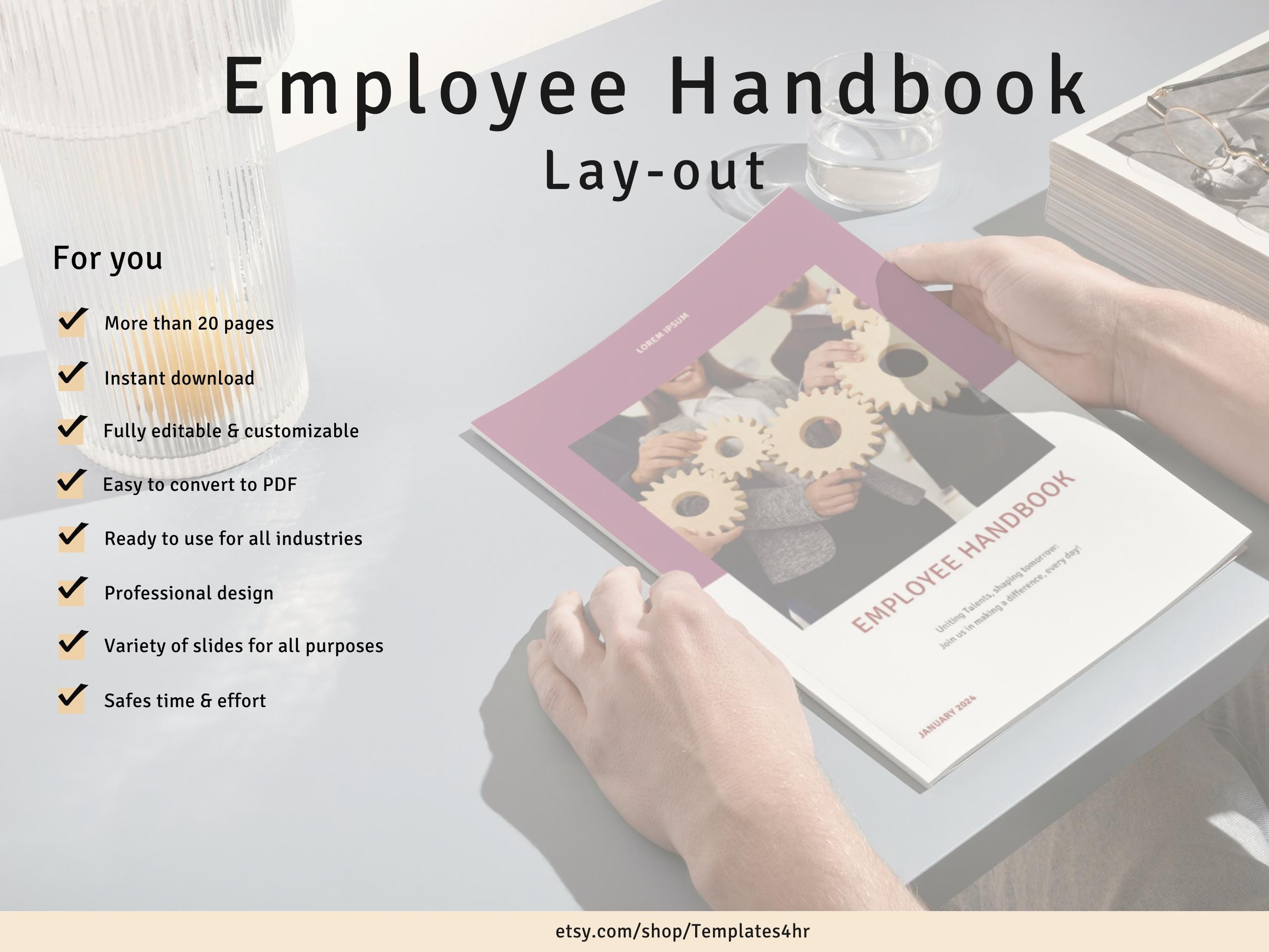 Employee Handout.pdf Editable Employee Handbook Template: HR Onboarding & Workplace Policies ...