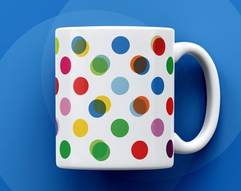 Colour Dots Mug: Colourful Mug, Playful Gift, Happy Coffee Cup, Happy Coffee Cup, Cheerful Tea Mug, Festive Drinkware, Bright Coffee Mug
