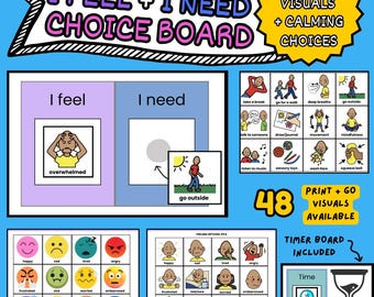 Cuadro "Siento que necesito sentimientos": recursos visuales para las emociones, estrategias de calma y recursos visuales para el autismo