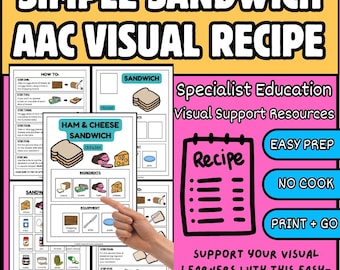 Visuelles Sandwich-Rezept für Sonderpädagogik - AAC Board, Autismus-Aids (Digitaler Download)