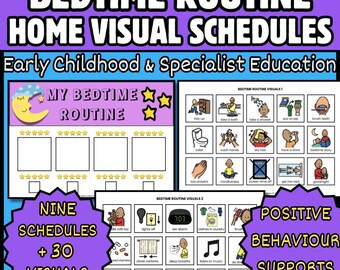 Tabla de rutinas para dormir (Ayuda visual para autismo + Rutinas para niños pequeños) - Horario visual para niños (Descarga imprimible)