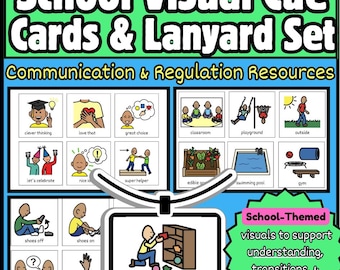 Cordón para el profesor + Materiales visuales de transición / Tarjetas de comunicación para el autismo / Ayudas visuales / Cordón para el autismo para la vuelta al cole y las rutinas diarias