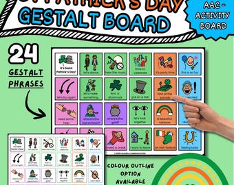 Tablero de comunicación del lenguaje Gestalt del Día de San Patricio (imprimibles de CAA y ayudas visuales para el autismo)