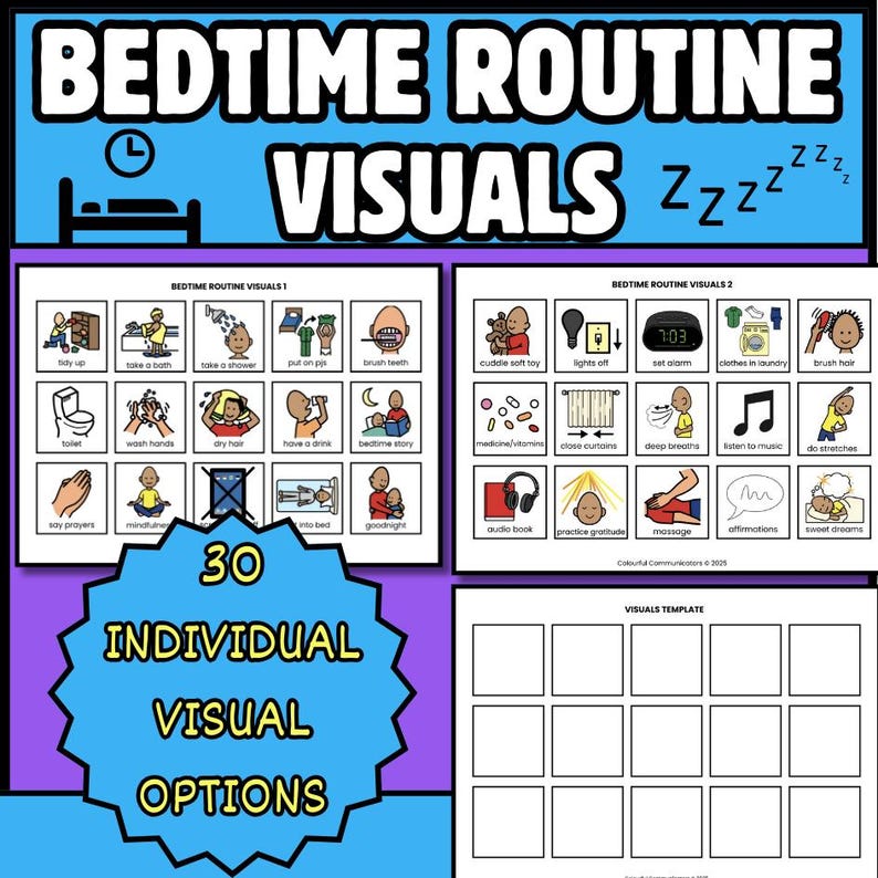 Bedtime Routine Visual Schedule: Autism & Special Needs (digital ...