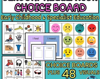 Sensory Regulation Choice Board – Feelings Chart, Emotional Regulation Visuals (Digital Download)