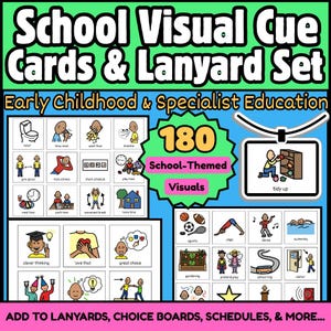 Cartes de repères visuels et supports visuels pour cordons pour personnes autistes : emplois du temps/horaires – Éducation spécialisée (Téléchargement imprimable)