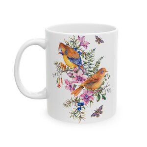 Birds, butterflies and pink flowers Mug 11oz