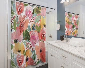 Tropik Home Funky Bathroom Fabric Extra Long Single Shower Curtain - View #5