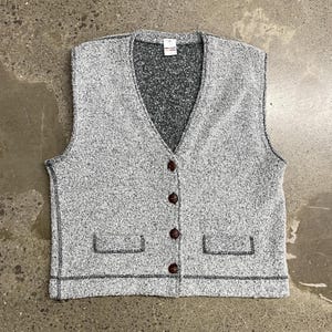 Vintage 1990s Duo Wool Blend Button Up Sweater Vest / 90s Wool Vest / Made in Italy