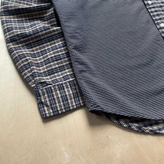 Vintage 90s GAP Patchwork Plaid Button Up Shirt /… - image 7