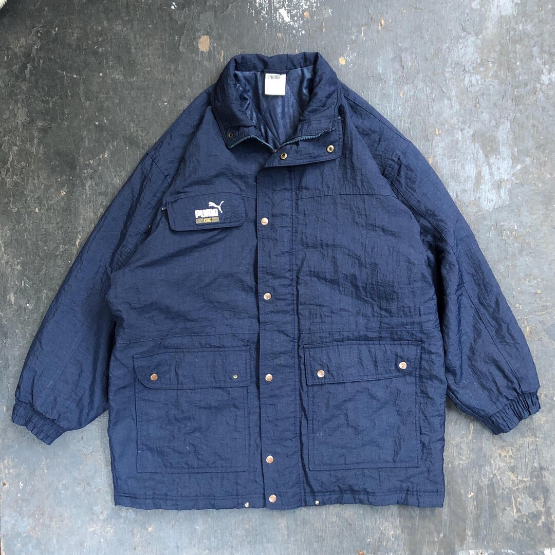 Vintage 90s Puma King Navy Blue Oversized Parka Jacket / Size
