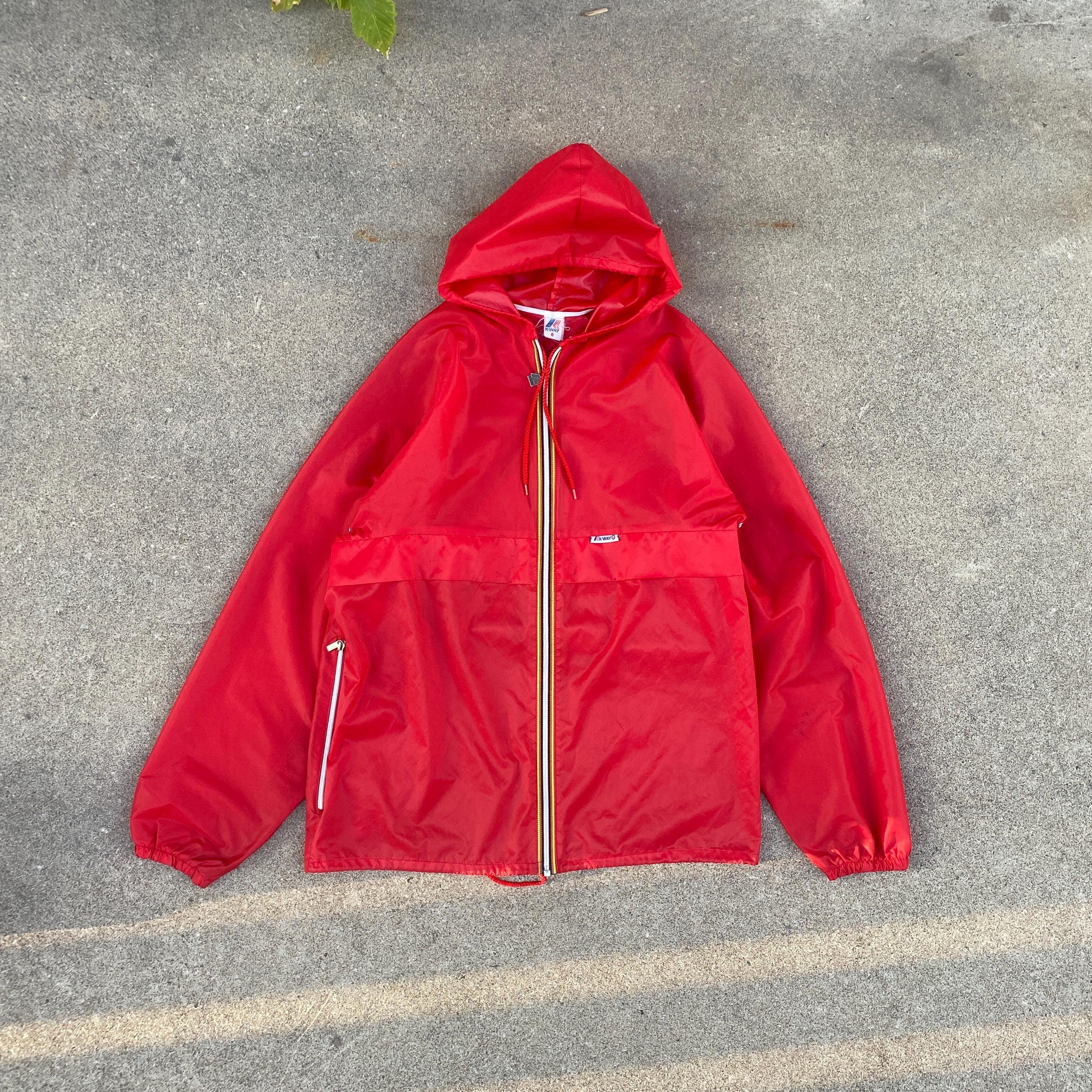 Vintage 80s K way Rain Jacket Hooded Zip up Men s Large Made in Canada Etsy Canada