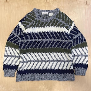 Navy Green Stripe Sweater - Etsy