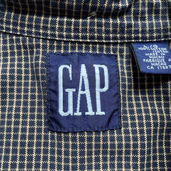 Vintage 90s GAP Patchwork Plaid Button Up Shirt /… - image 4