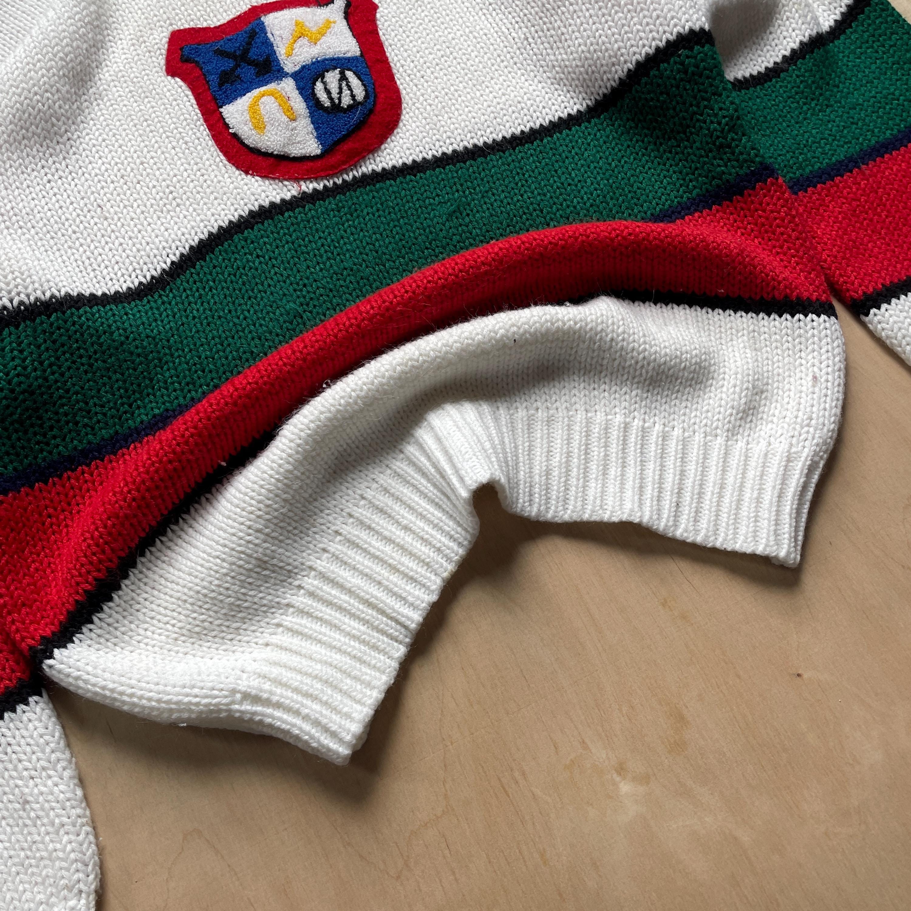 Vintage 90s Cross Roads Knit Sweater W/ Crest Patch Embroidery 