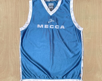 Vintage Y2K Mecca Athletics Basketball Jersey / Size Youth XXL 18/20 / Blue White Tank Top / Streetwear / Hip Hop Style / 2000s Vintage