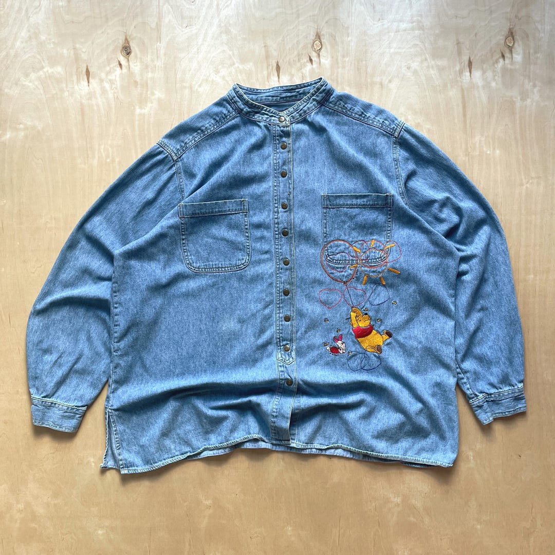 Vintage 90s Winnie the Pooh Embroidered Denim Shirt by