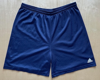 Vintage Y2K Adidas Navy Mesh Shorts / Size L / Made in Canada / 00s Athletic Gym Shorts / Drawstring / Streetwear