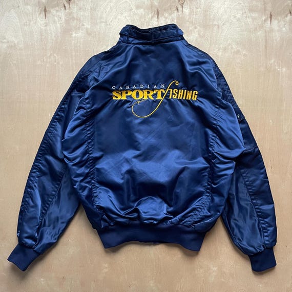 Vintage 80s Canadian Sport Fishing Satin Bomber Jacket / Size