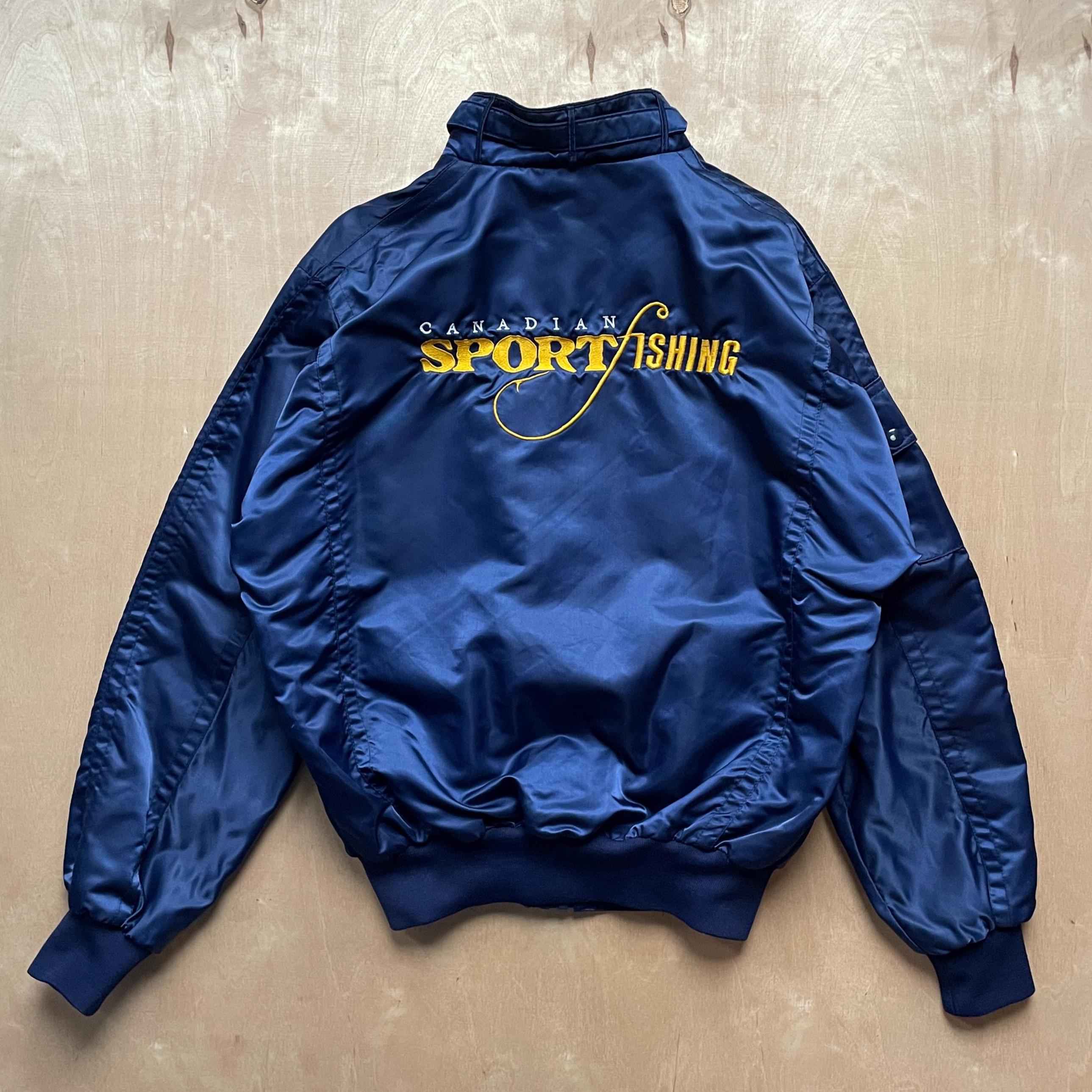 80’s Nylon Short Height Fishing Jacket Vintage 80s Canadian Sport Fishing Satin Bomber Jacket / Size