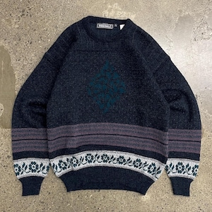 Vintage 1990s Birkdale Eaton Wool & Acrylic Blend Knit Crewneck Sweater Abstract Geometric Design / Grandpa Sweater / 90s Crewneck